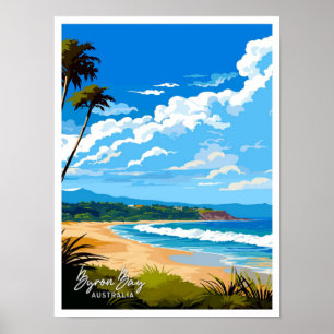 Poster Ilustração do Viagem da Austrália de Baía Byron