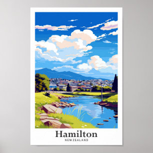 Poster Ilustração do Viagem da Nova Zelândia de Hamilton