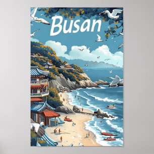 Poster Ilustração do Viagem de Arte de Busan na Coreia do