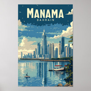Poster Ilustração do Viagem de Arte Vintage de Manama Bah