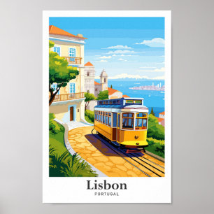 Poster Ilustração do Viagem Potrait em Portugal Lisboa