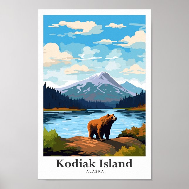 Poster Ilustração do Viagem Potrait na Ilha de Kodiak (Frente)
