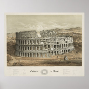 Poster Ilustração do vintage do Colosseum romano (1872)