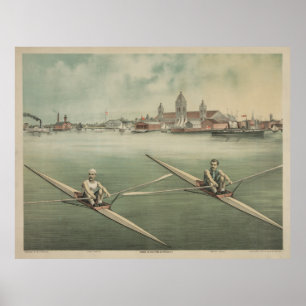 Poster Ilustração do vintage dos atletas do Crewing