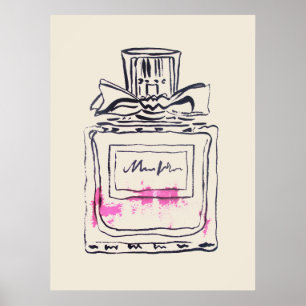 Póster Ilustração do watercolour da forma da garrafa de