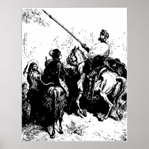 Poster Ilustração Dore Gustave Engrenando Don Quixote
