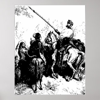 Poster Ilustração Dore Gustave Engrenando Don Quixote