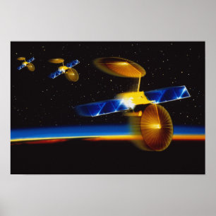 Poster Ilustração dos satélites sobre o horizonte da