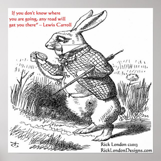 Póster Ilustração e citação de Lewis Carroll (Frente)