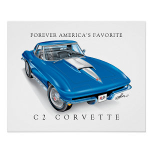 PÓSTER ILUSTRAÇÃO ELEGANTE DA C-2 VETTE