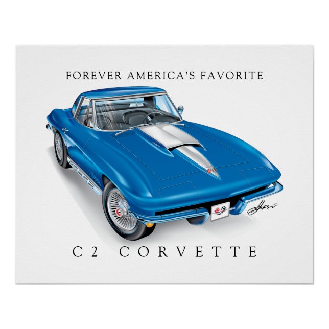PÓSTER ILUSTRAÇÃO ELEGANTE DA C-2 VETTE (Frente)