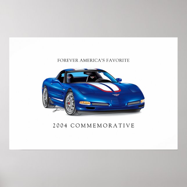 Poster Ilustração Elegante da Vette Comemorativa (Frente)
