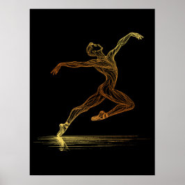 Poster Ilustração Elegante de Bailarina de Ballet em Arte