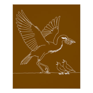 Póster Ilustração elegante de grou