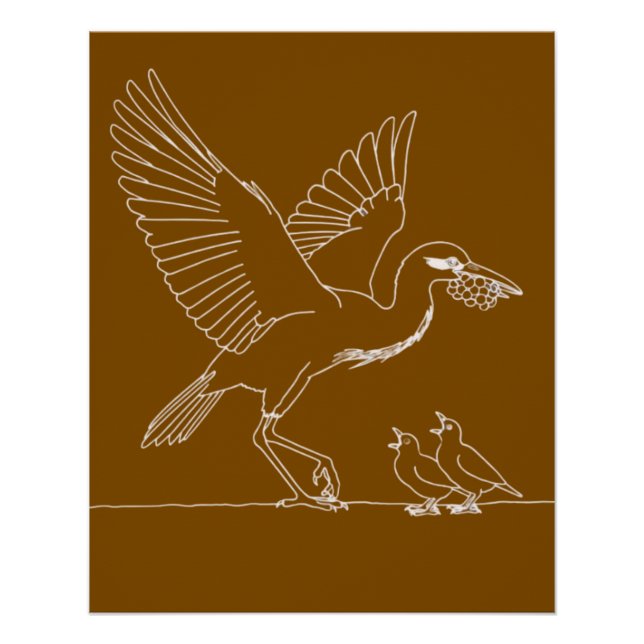 Póster Ilustração elegante de grou (Frente)