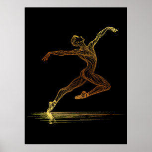 Poster Ilustração Elegante do Dançador de Balés de Arte d