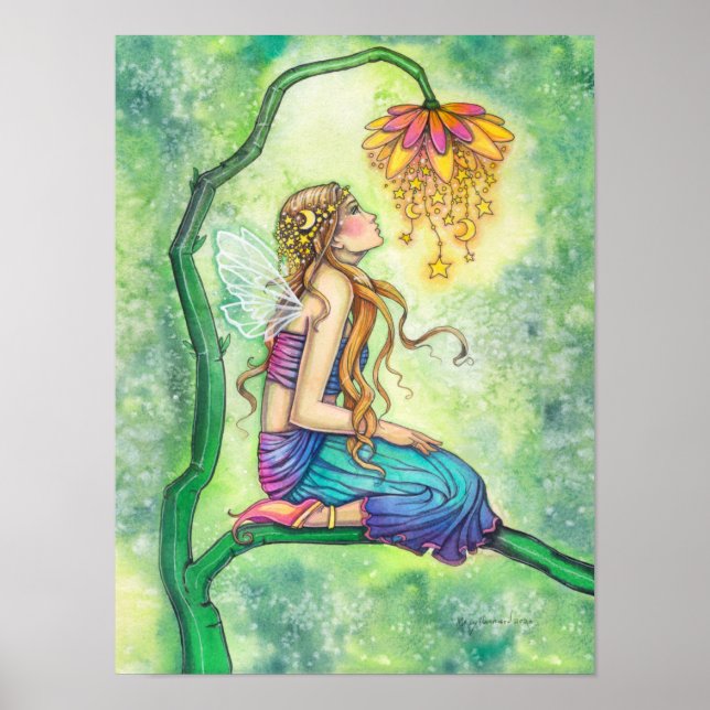 Poster Ilustração em Aquarela da Fada das Flores A Sonhad (Frente)