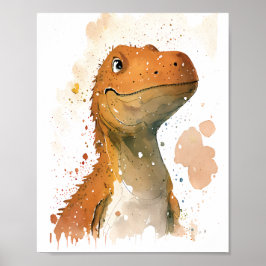 Poster Ilustração em aquarela de dinossauro