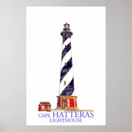 Poster Ilustração em Aquarela Farol Cape Hatteras