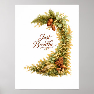 Poster Ilustração em Aquarela "Só Respire" da Floresta