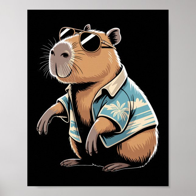 Poster Ilustração em Cartoon de Fã de Futebol Capivara  (Frente)