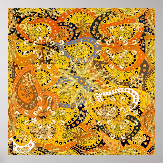 Poster Ilustração em cores amarela, laranja e marrom. I (Frente)