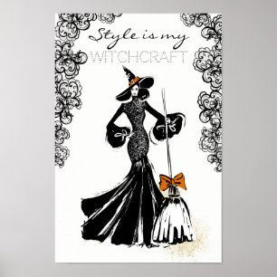 Poster ilustração em forma de halloween com renda preta