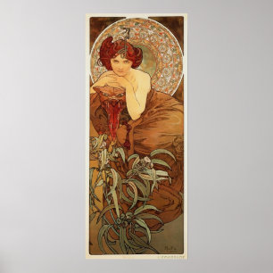Poster Ilustração esmeralda por Alphonse Mucha