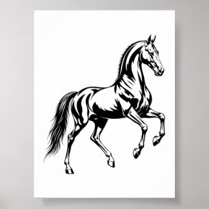 Poster Ilustração Estilizada do Cavalo Akhal-Teke Elegant