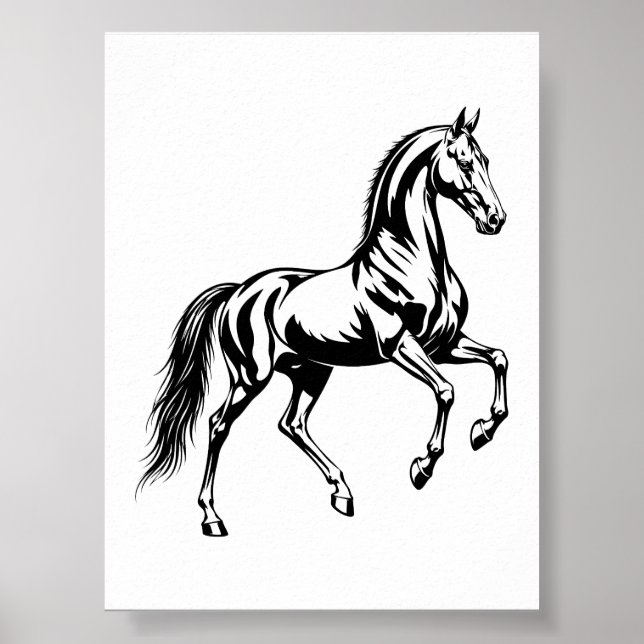 Poster Ilustração Estilizada do Cavalo Akhal-Teke Elegant (Frente)
