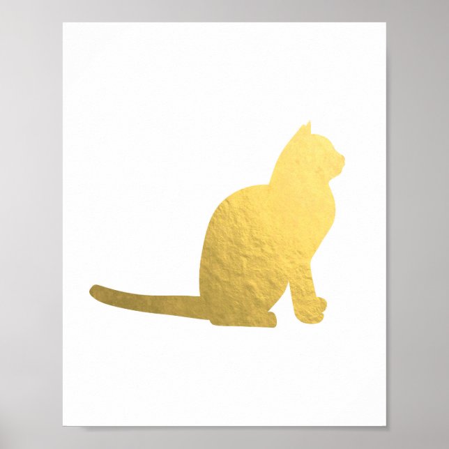 Póster Ilustração falsa do gato dourado, textura antiga d (Frente)