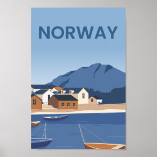 Poster Ilustração Famosa de Local de Viagem da Noruega