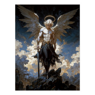 Póster Ilustração Fantasia do Arcanjo Miguel