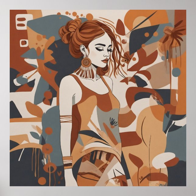 Poster Ilustração Feminina da Boêmia - (Frente)