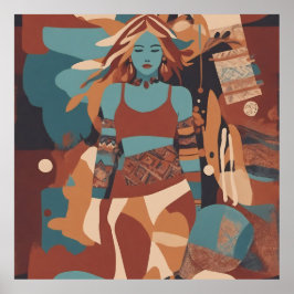 Poster Ilustração Feminina da Boêmia