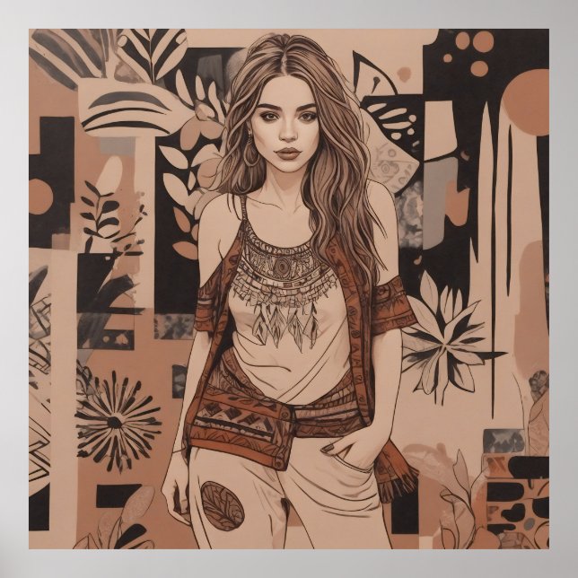 Poster Ilustração Feminina da Boêmia (Frente)