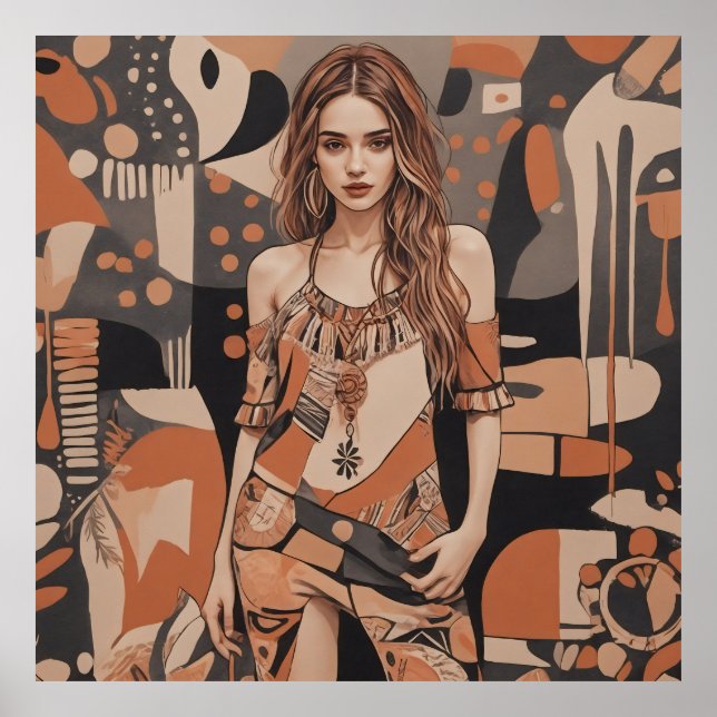 Poster Ilustração Feminina da Boêmia (Frente)