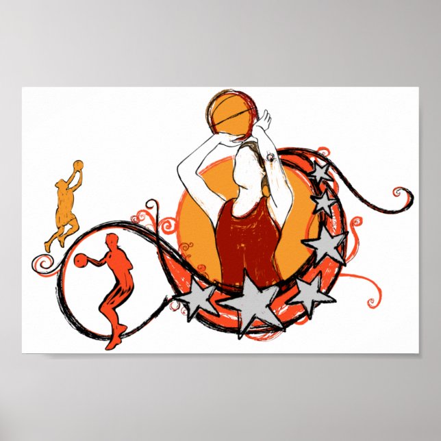 Poster Ilustração feminina de basquete (Frente)