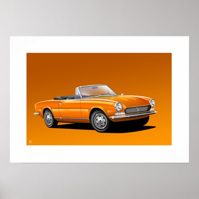 Póster Ilustração Fiat 124 Spider (Frente)