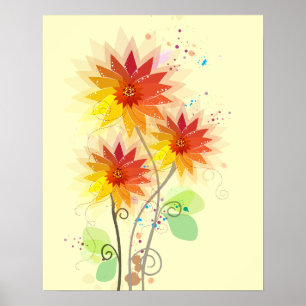 Póster Ilustração floral moderna