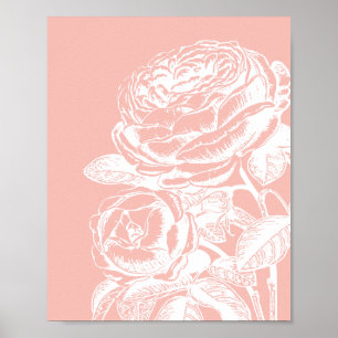 Poster Ilustração Floral Vintage Botânica Rosa Esmagad