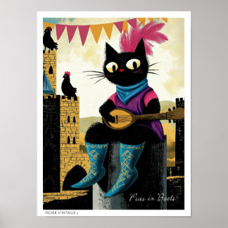 Poster ILUSTRAÇÃO FOFa 'GATO DE BOTAS'