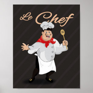 Póster Ilustração francesa do cozinheiro chefe da