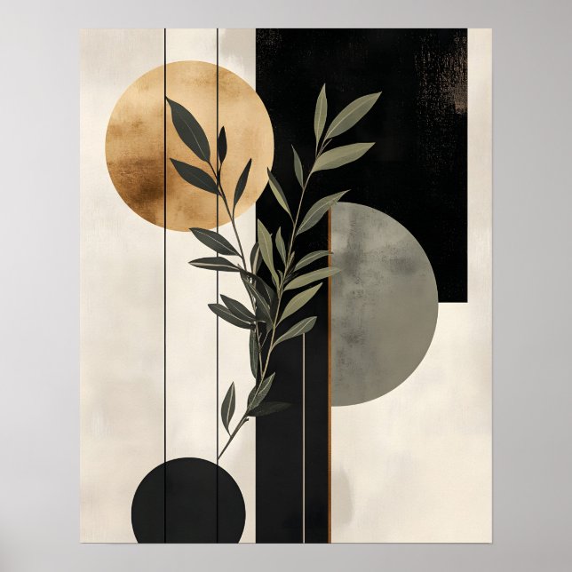 Poster Ilustração Geométrica Botânica Boho (Frente)