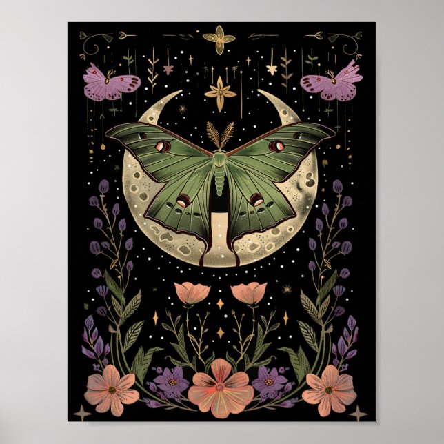 Poster Ilustração gótica do céu noturno (Frente)
