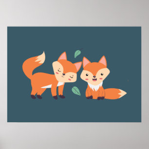 Poster Ilustração Gráfica de Raposa Laranja-Coca-Cola