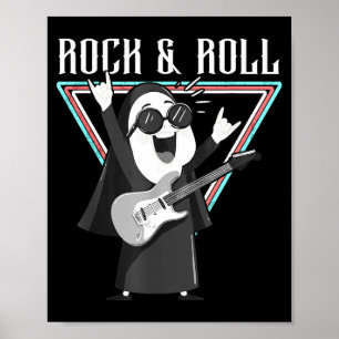 Poster Ilustração Gráfica Divertida de Rock &amp; Roll