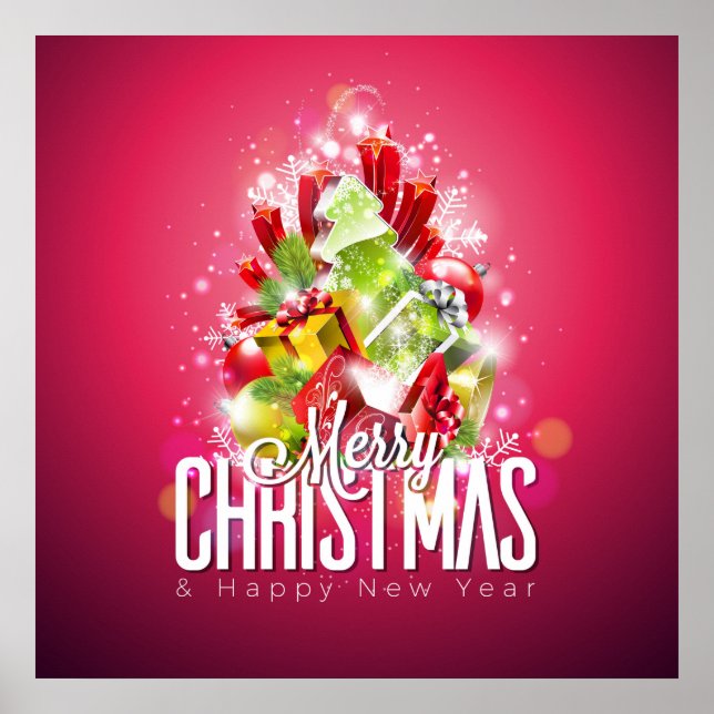 Poster Ilustração Gráfica do Natal Vermelho Moderno (Frente)