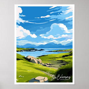 Poster Ilustração Isle Colonsay Scotland Viagem Vintage