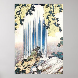 Póster Ilustração japonesa da cachoeira